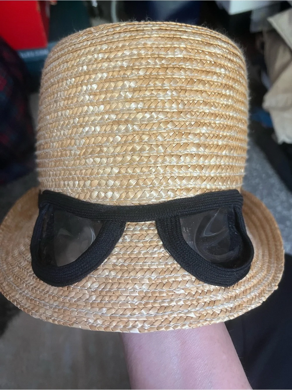 Kate Spade Straw Sun Hat with Black Goggles